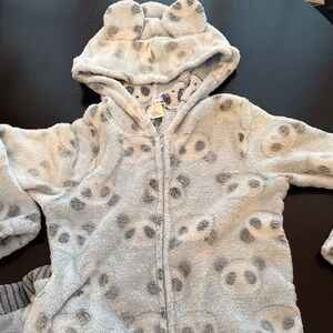 Cozy Panda Print Hooded Onesie Small